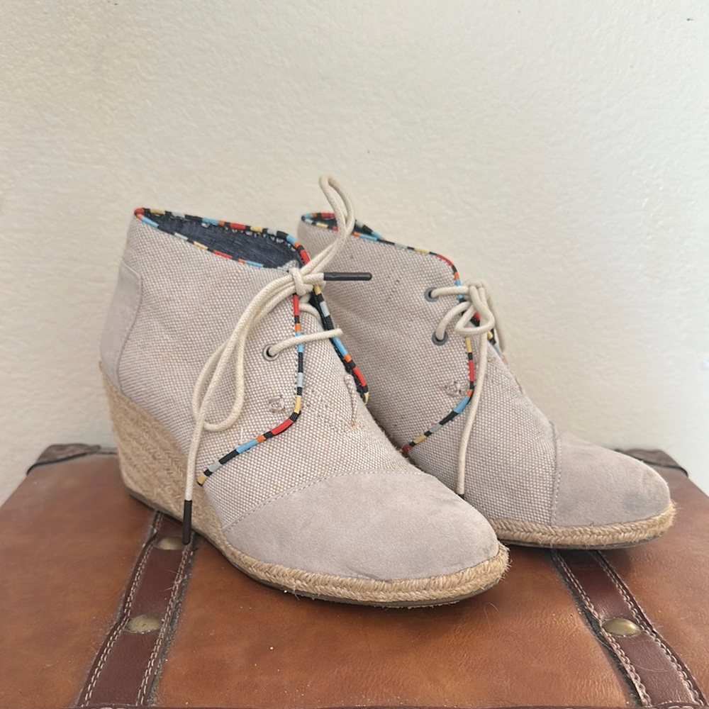 Stylish Beige Wedge Ankle Boots
